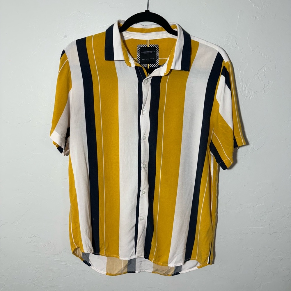 Denim & Flower Ricky Singh striped button‎ up Large